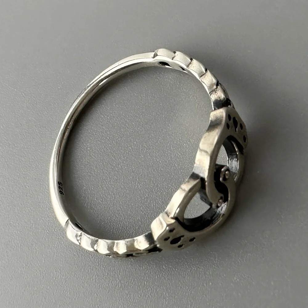 Sterling Silver Handcuff Ring | Edgy Stackable Band
